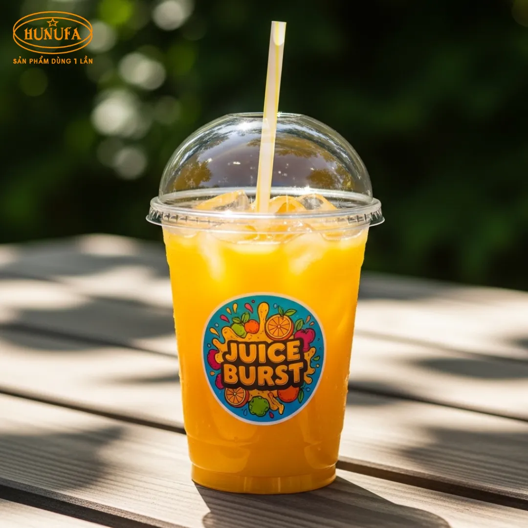 In logo ly nhựa BMT sắc nét, giúp quán cà phê và trà sữa quảng bá thương hiệu hiệu quả