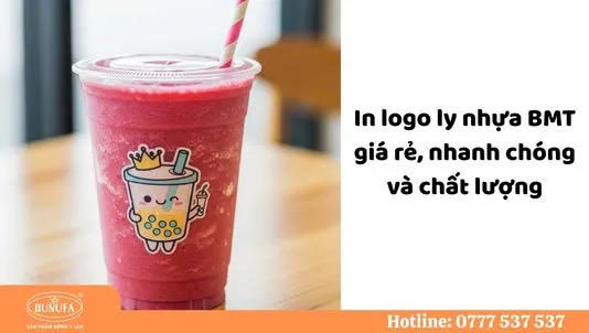 In logo ly nhựa BMT sắc nét, giúp quán cà phê và trà sữa quảng bá thương hiệu hiệu quả