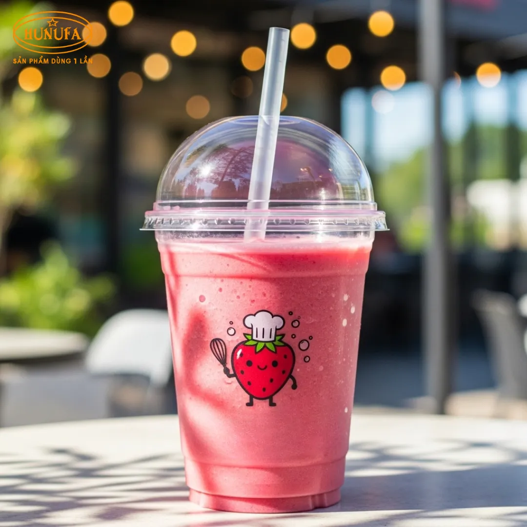 In logo ly nhựa BMT sắc nét, iúp quán cà phê và trà sữa quảng bá thương hiệu hiệu quả