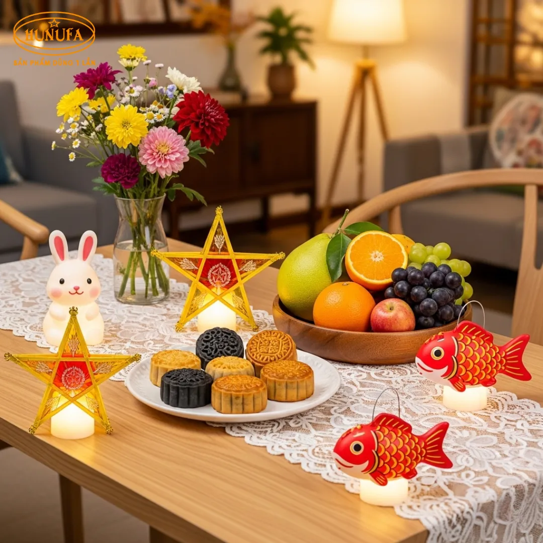 Hướng dẫn trang trí bàn tiệc trung thu đẹp mắt, ấm cúng
