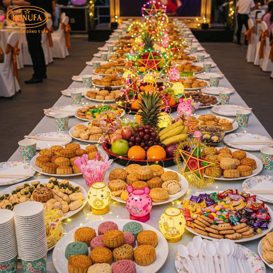 Hướng dẫn trang trí bàn tiệc trung thu đẹp mắt, ấm cúng