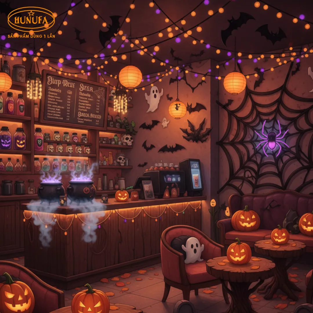 Gợi ý các mẫu trang trí hallowwen cho quán trà sữa ấn tượng nhất