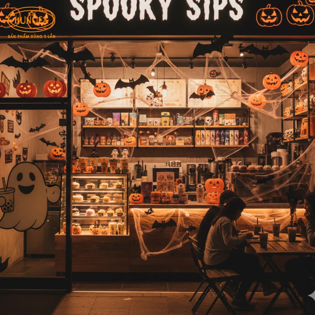Gợi ý các mẫu trang trí hallowwen cho quán trà sữa ấn tượng nhất