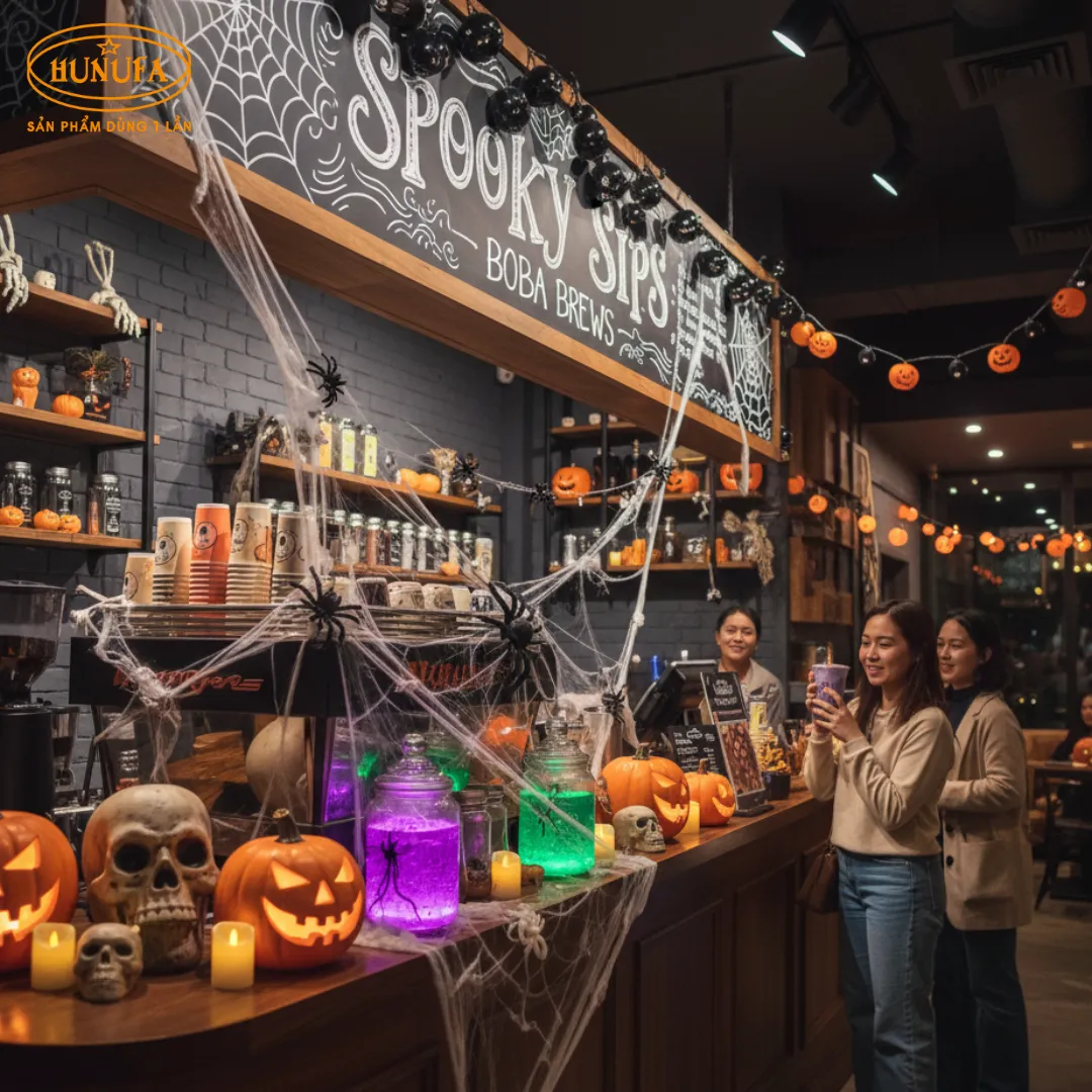 Gợi ý các mẫu trang trí hallowwen cho quán trà sữa ấn tượng nhất