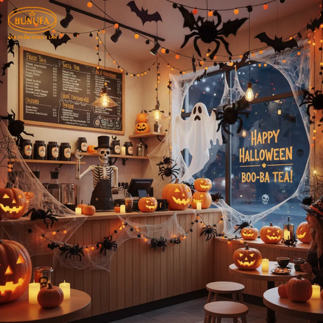 Gợi ý các mẫu trang trí hallowwen cho quán trà sữa ấn tượng nhất