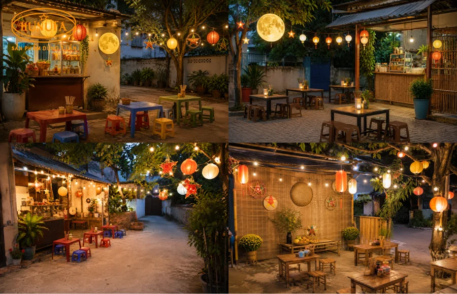 8+ Mẫu trang trí Trung Thu cho quán ăn đẹp, độc đáo, dễ làm