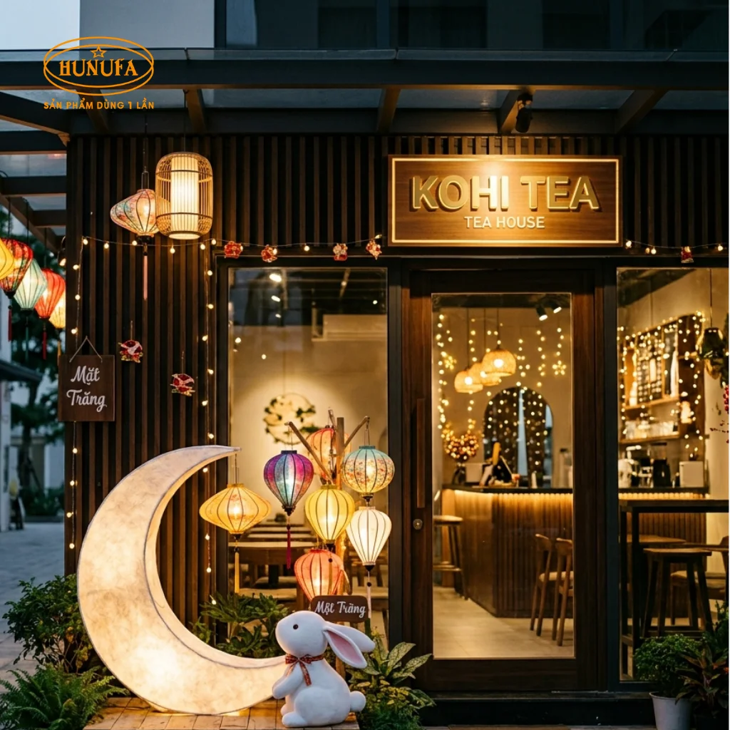 cách trang trí Trung Thu cho quán trà sữa