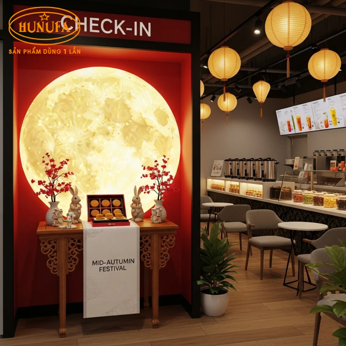 Trang trí Trung Thu cho quán trà sữa