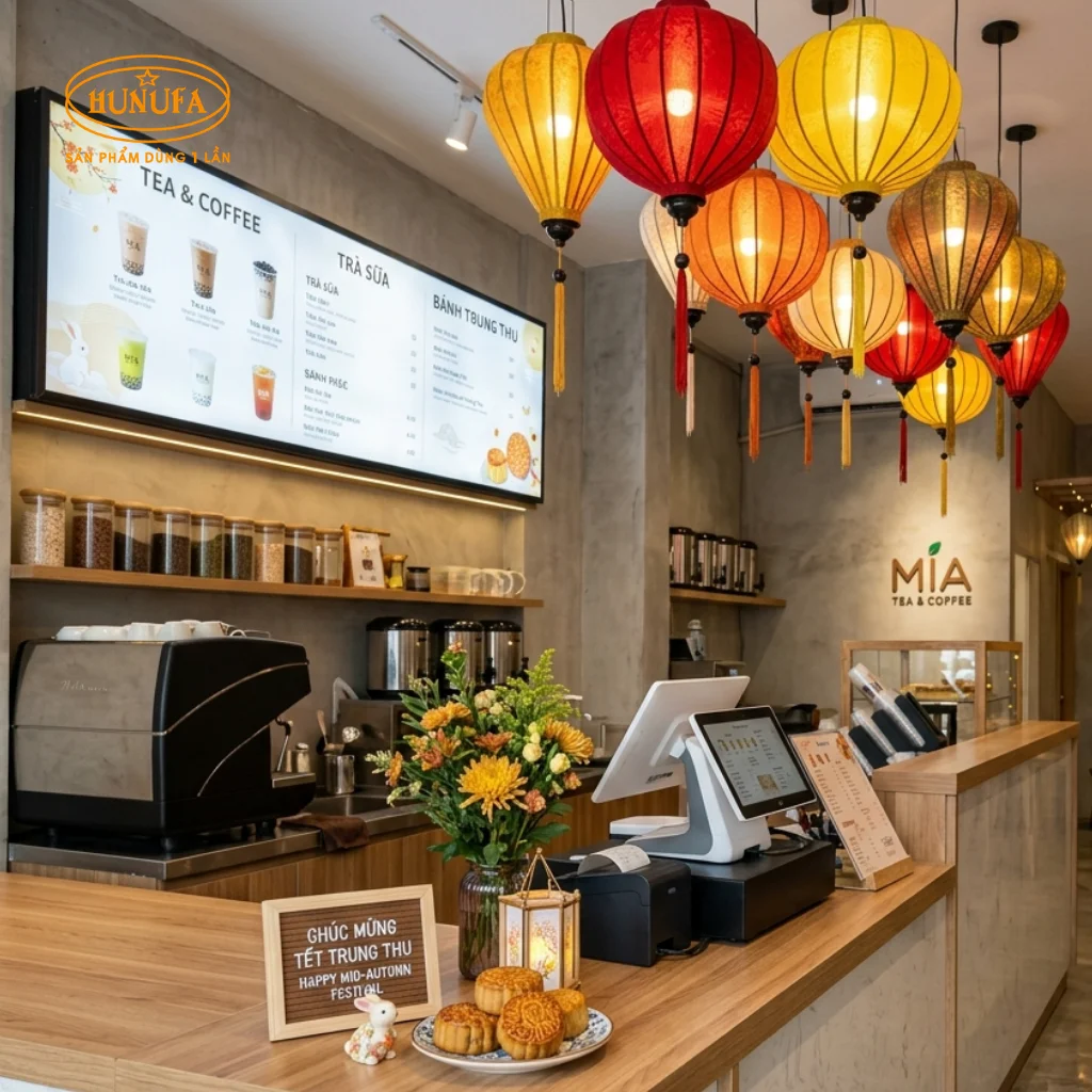 cách trang trí Trung Thu cho quán trà sữa