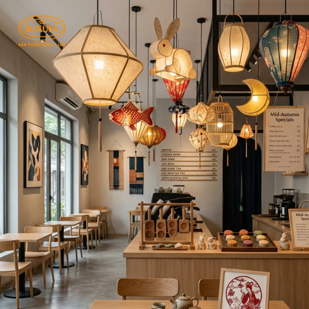 cách trang trí Trung Thu cho quán trà sữa