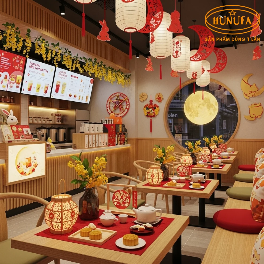 Trang trí Trung Thu cho quán trà sữa