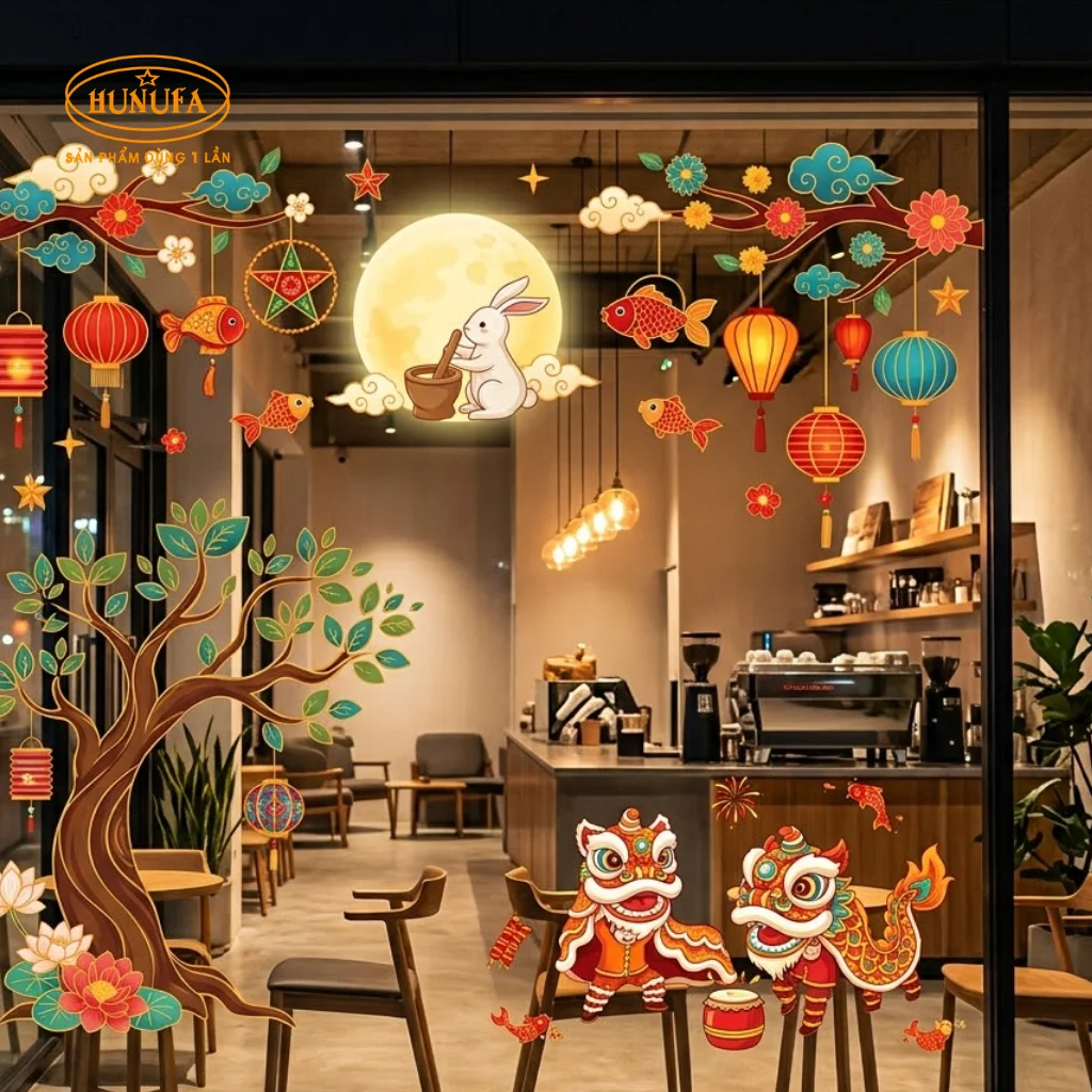 cách trang trí Trung Thu cho quán trà sữa