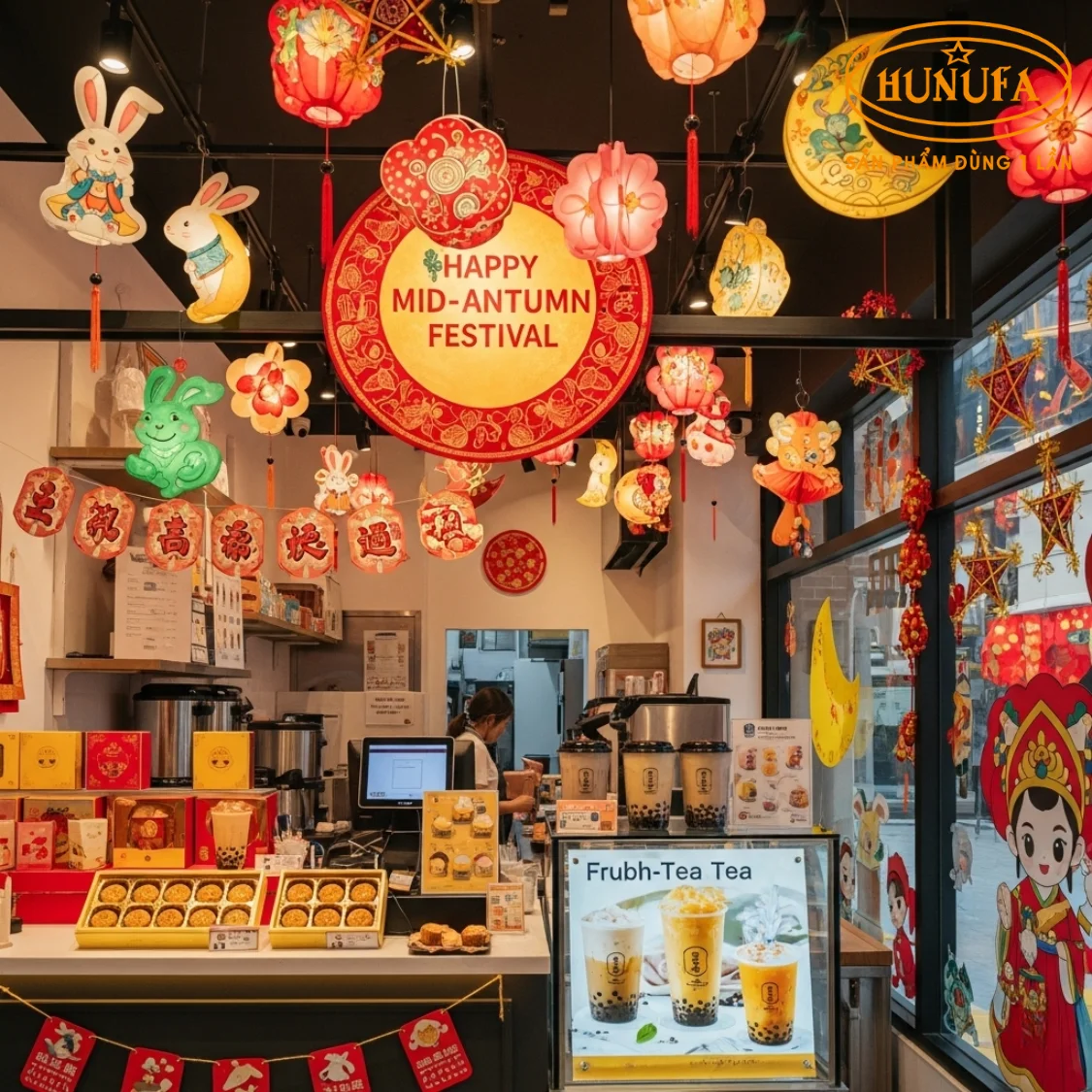 Trang trí Trung Thu cho quán trà sữa