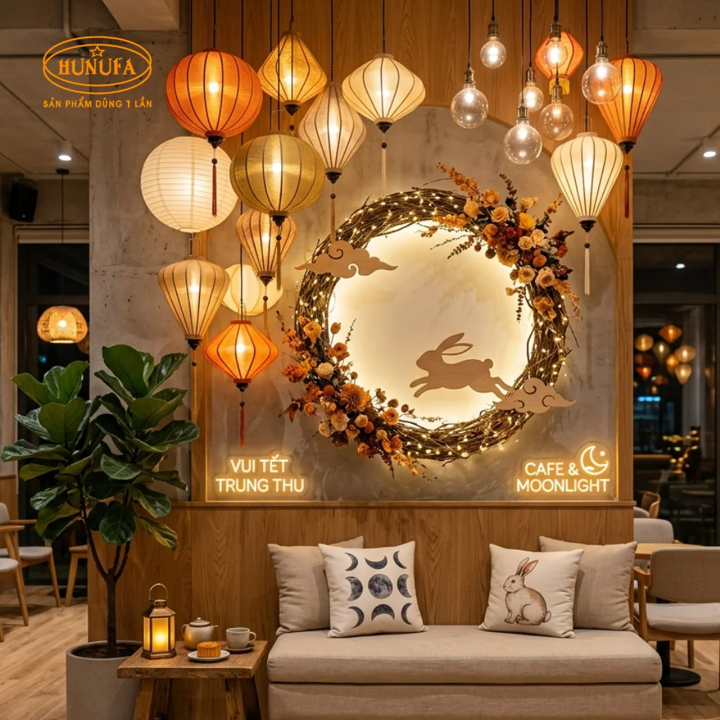 cách trang trí Trung Thu cho quán trà sữa