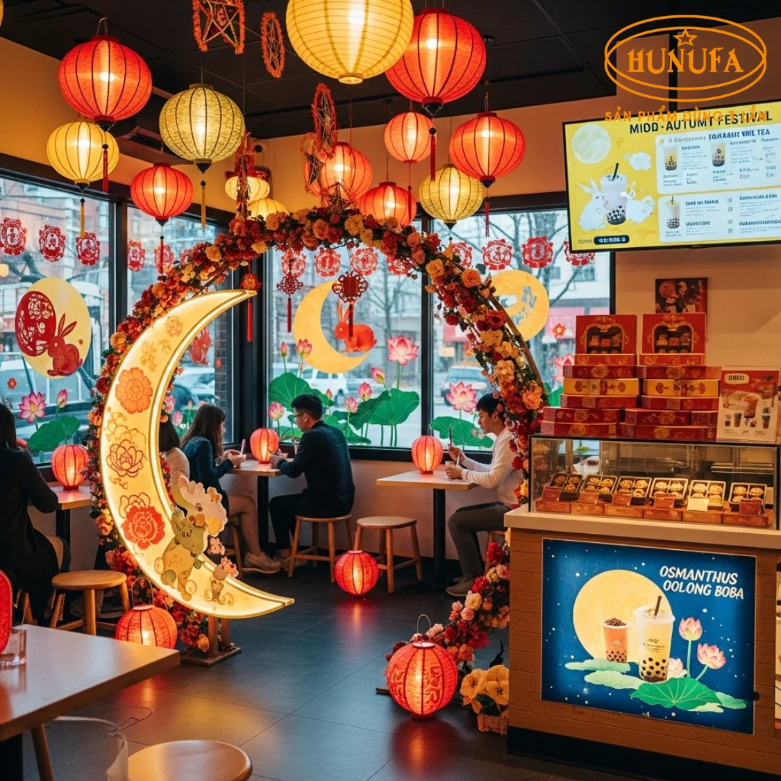 Trang trí Trung Thu cho quán trà sữa