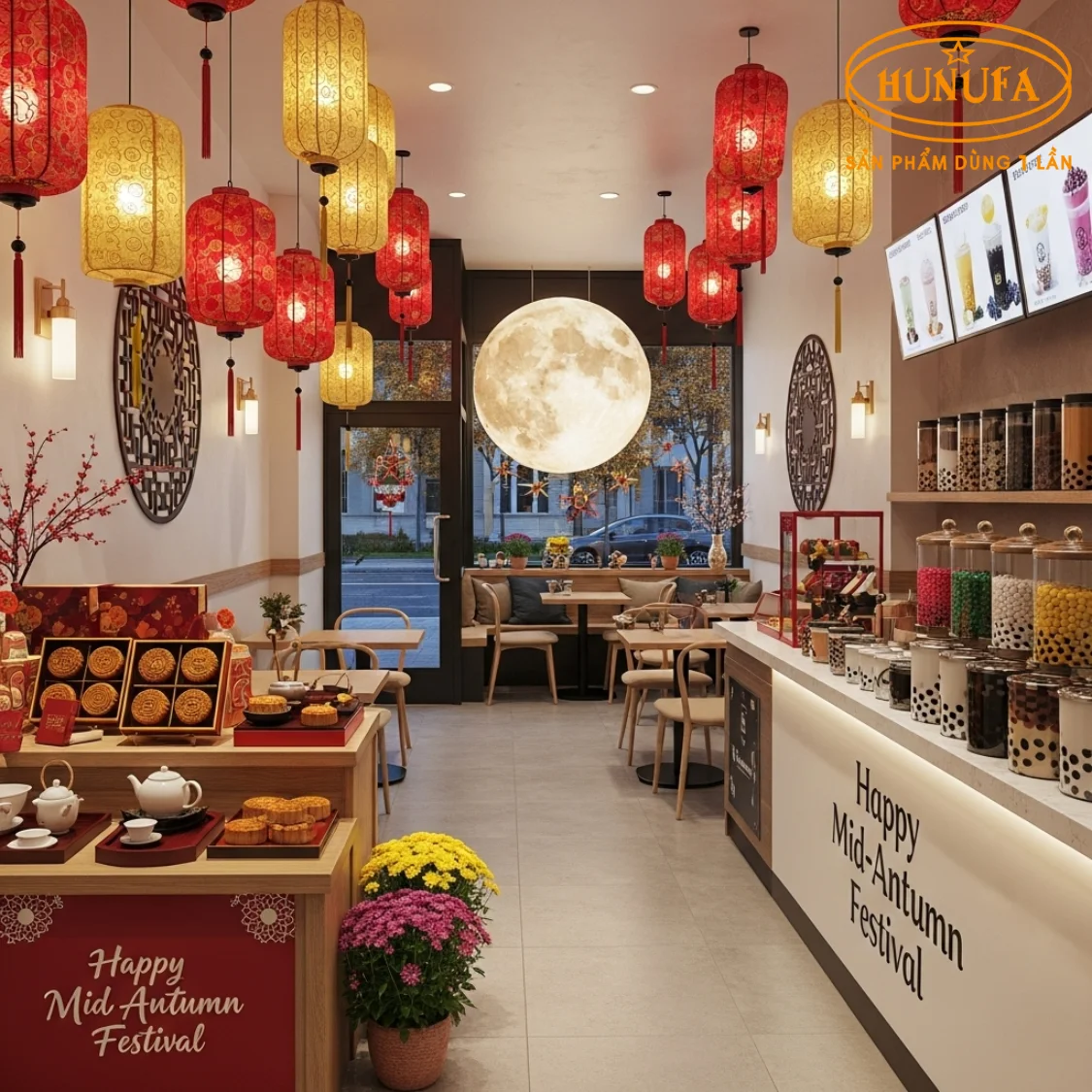 Trang trí Trung Thu cho quán trà sữa