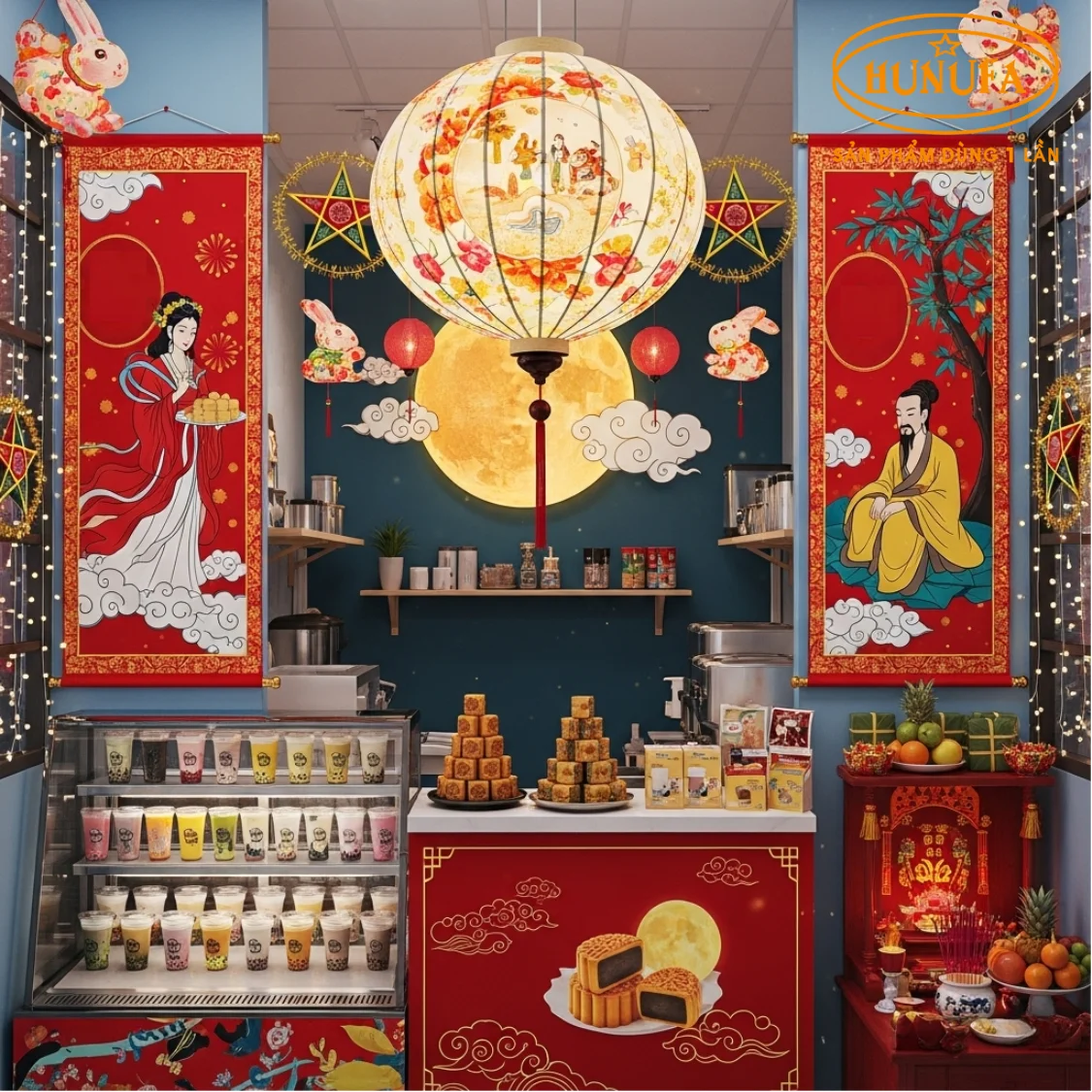 Trang trí Trung Thu cho quán trà sữa