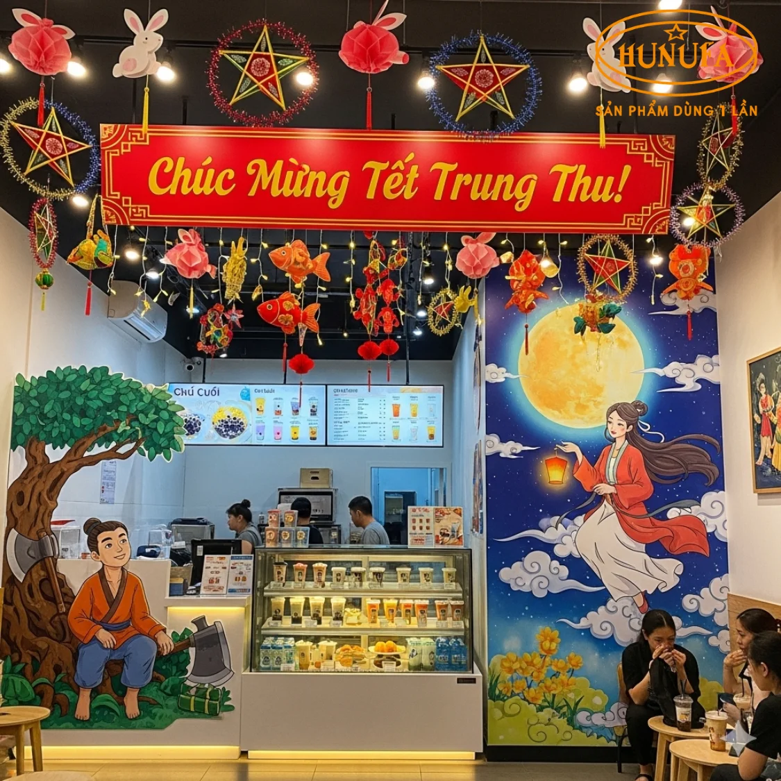 Trang trí Trung Thu cho quán trà sữa
