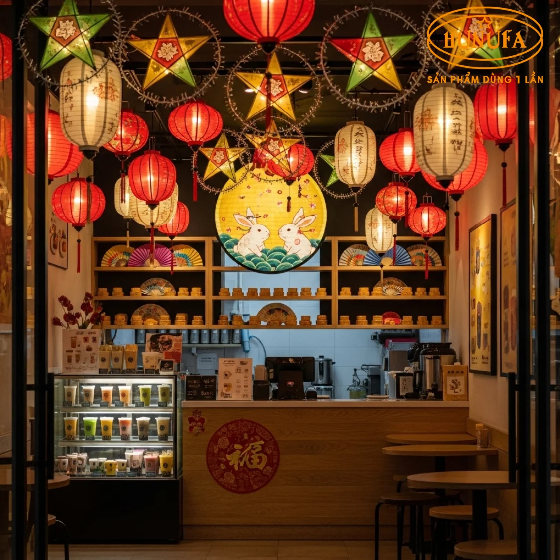 Trang trí Trung Thu cho quán trà sữa