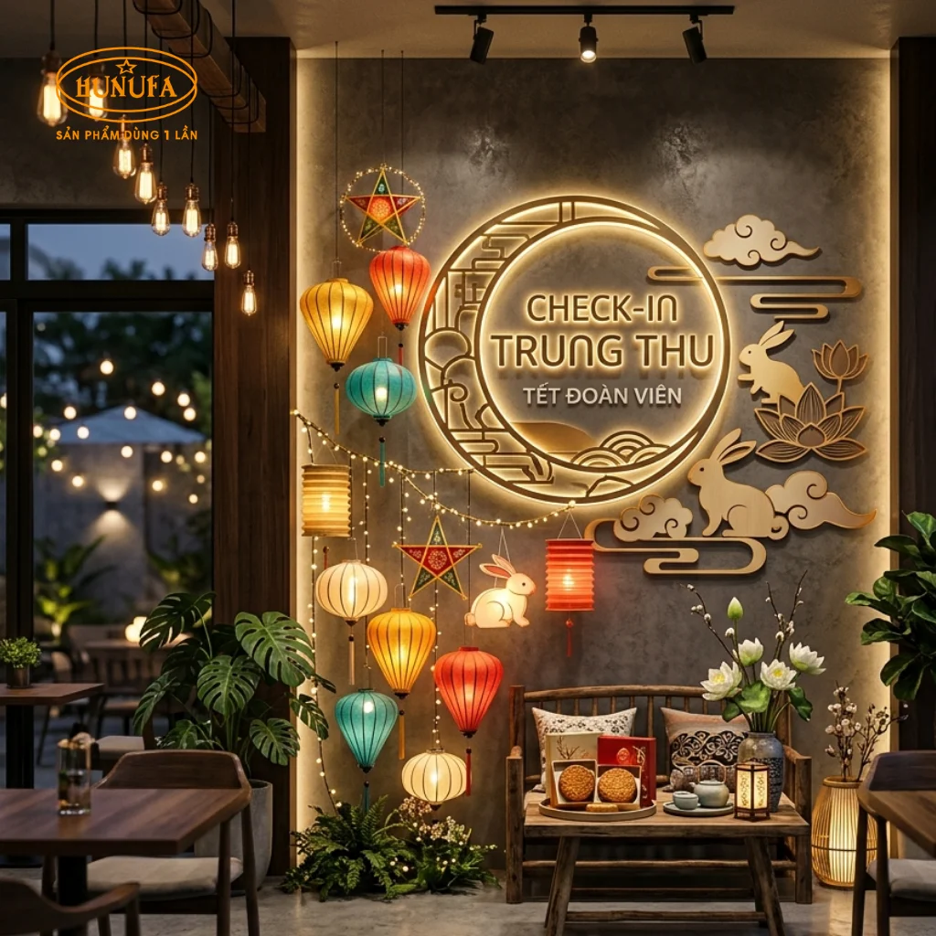 cách trang trí Trung Thu cho quán trà sữa