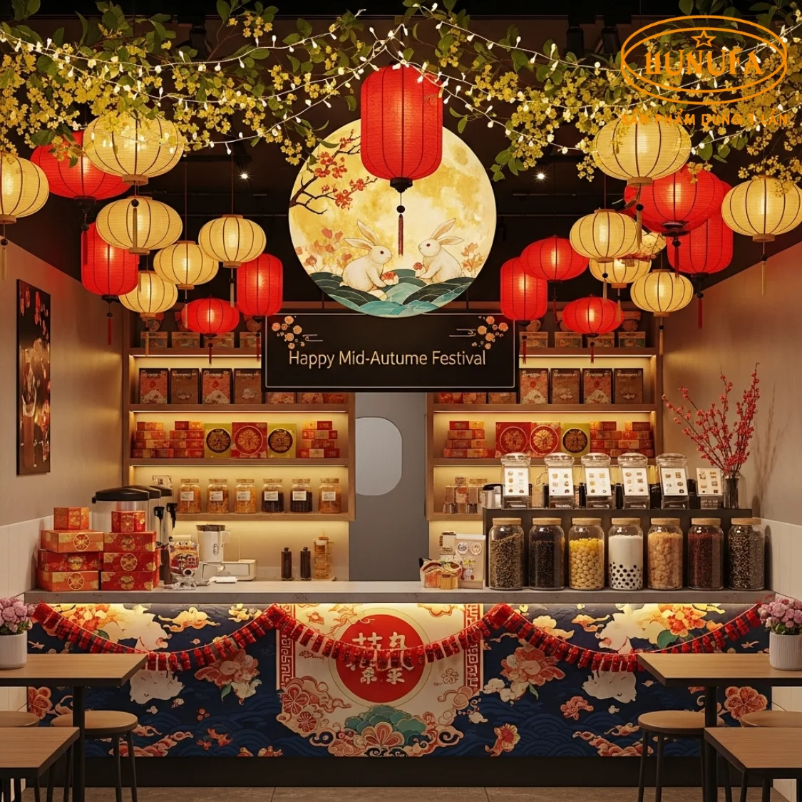 Trang trí Trung Thu cho quán trà sữa