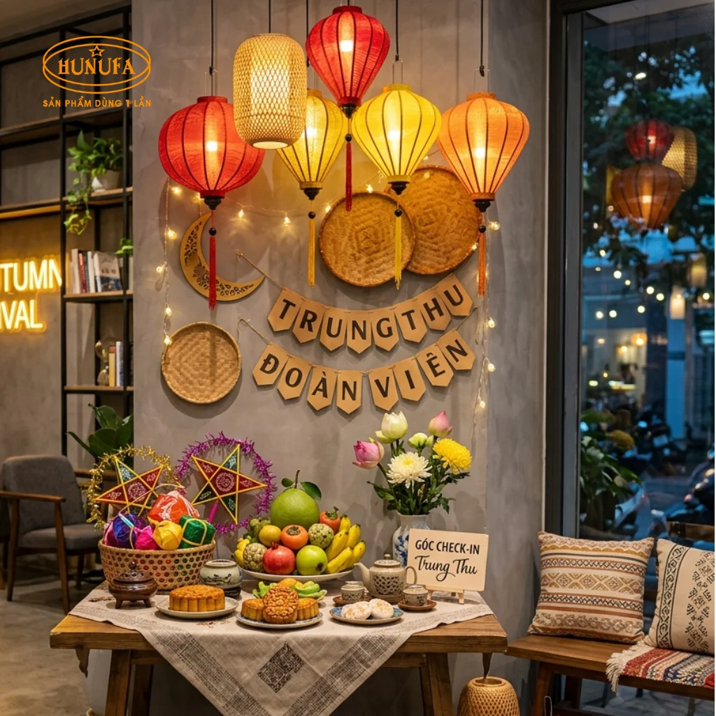 cách trang trí Trung Thu cho quán trà sữa