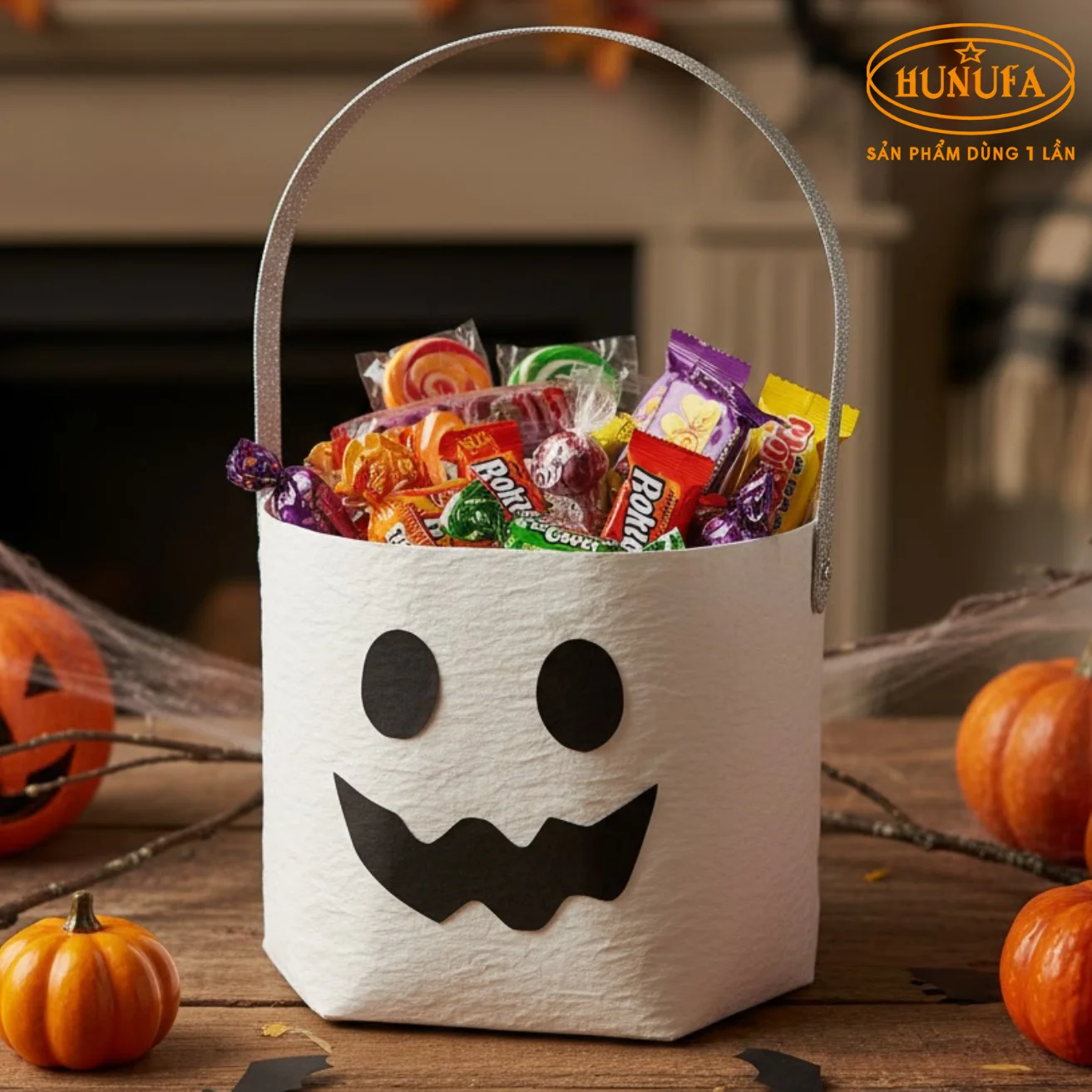 Cách làm giỏ đựng kẹo Halloween bằng giấy