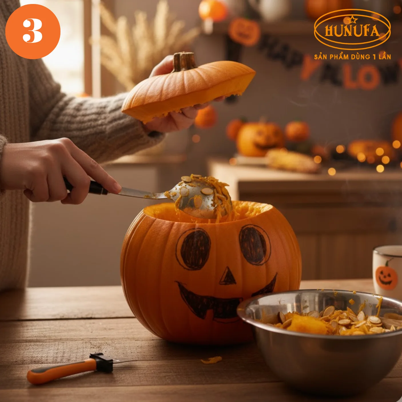 Cách tỉa quả bí ngô Halloween