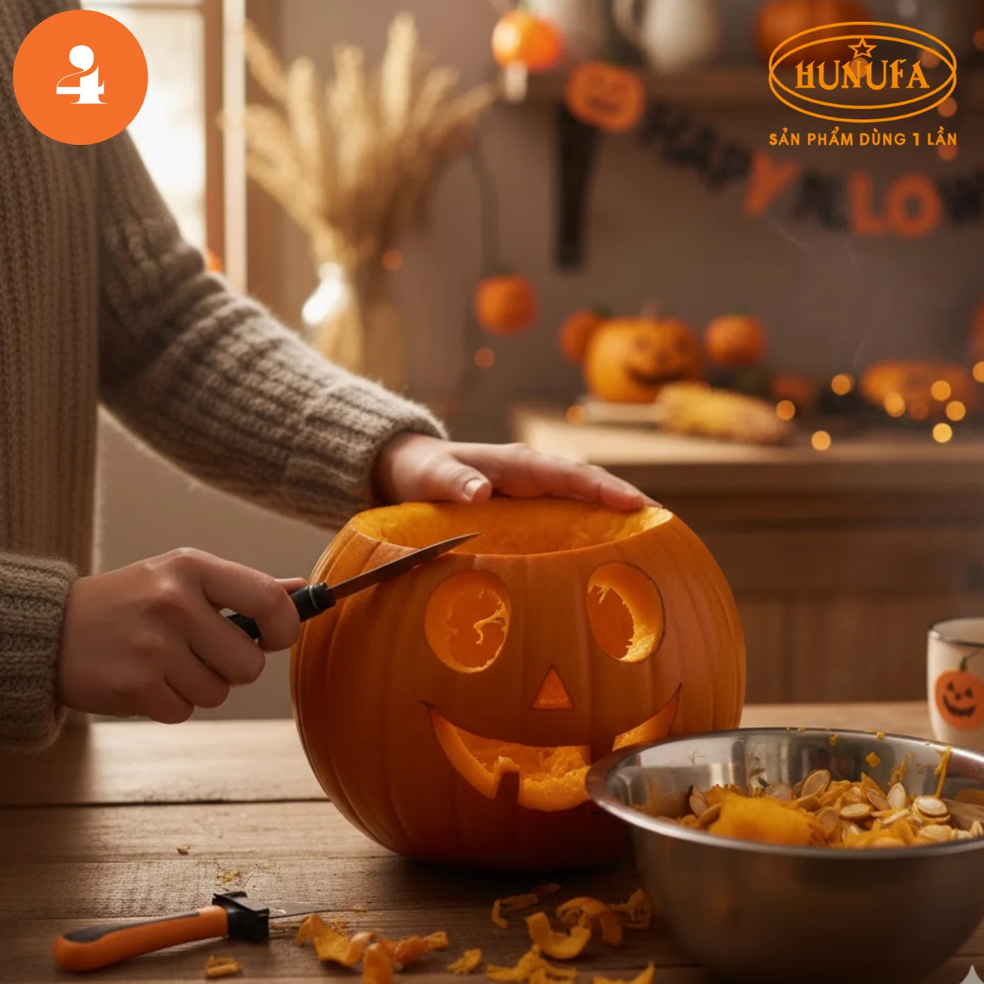 Cách tỉa quả bí ngô Halloween