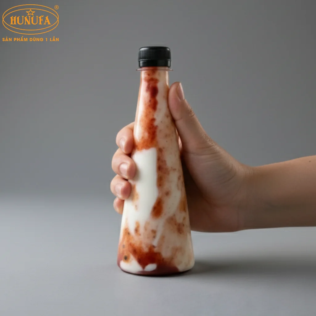 chai nhựa tam giác