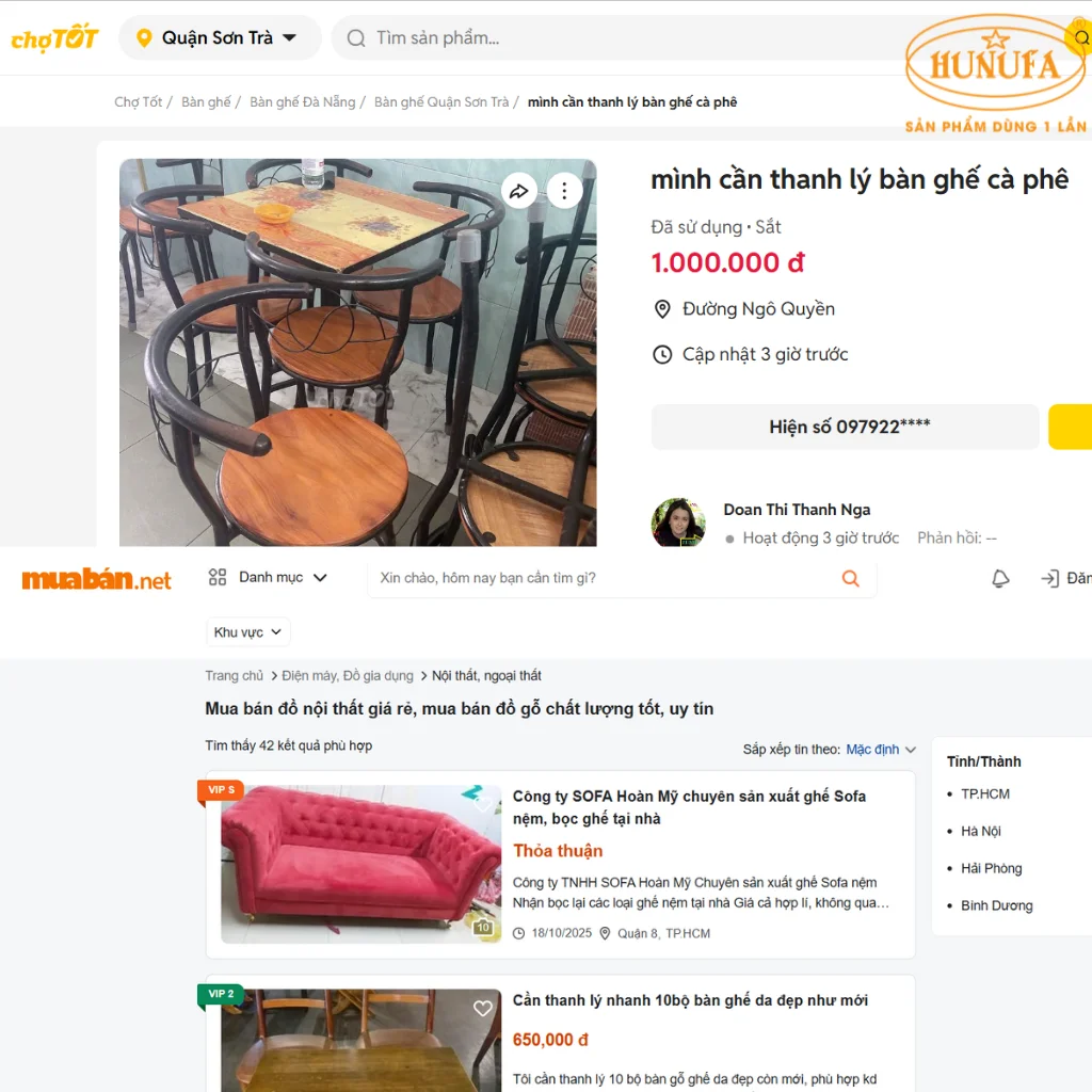 Thanh lý bàn ghế cafe cũ TPHCM