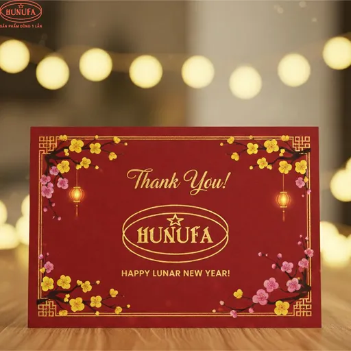 Hình thiệp mẫu cảm ơn khách hàng được in theo logo và theo mùa lễ tết