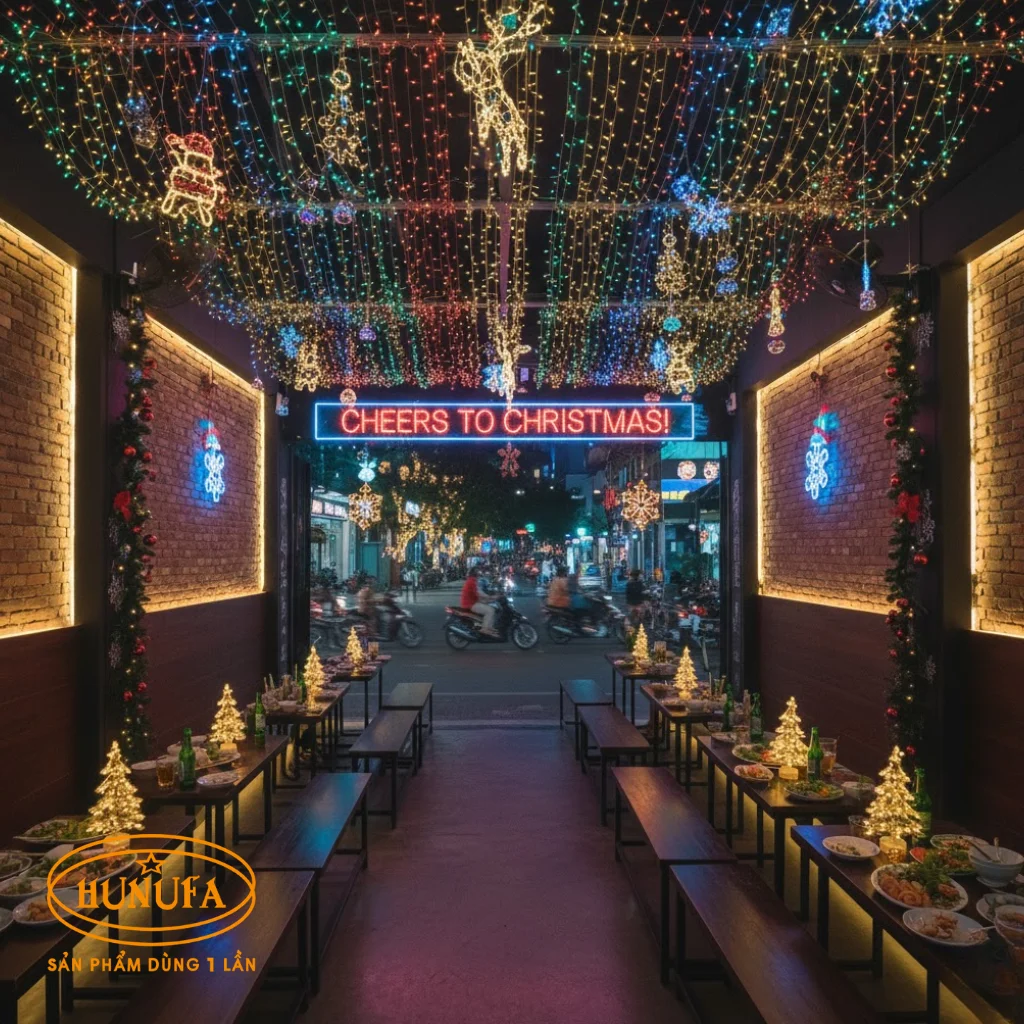 7 Cách trang trí Noel quán nhậu dễ làm, thu hút khách hàng