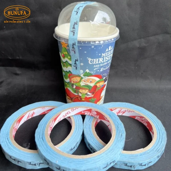 Băng keo dán nắp ly trà sữa, cà phê in logo, chữ số lượng ít, theo yêu cầu