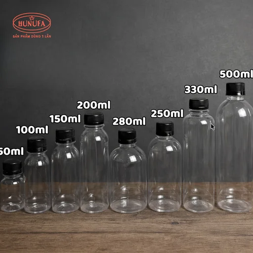 Chai nhựa nắp đen