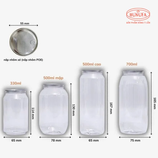 lon nhựa nắp nhôm