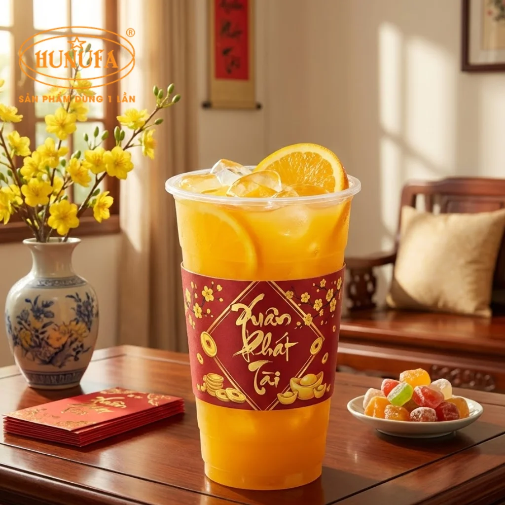 Tổng hợp các mẫu cover ly giấy, ly nhựa chủ đề Tết đẹp