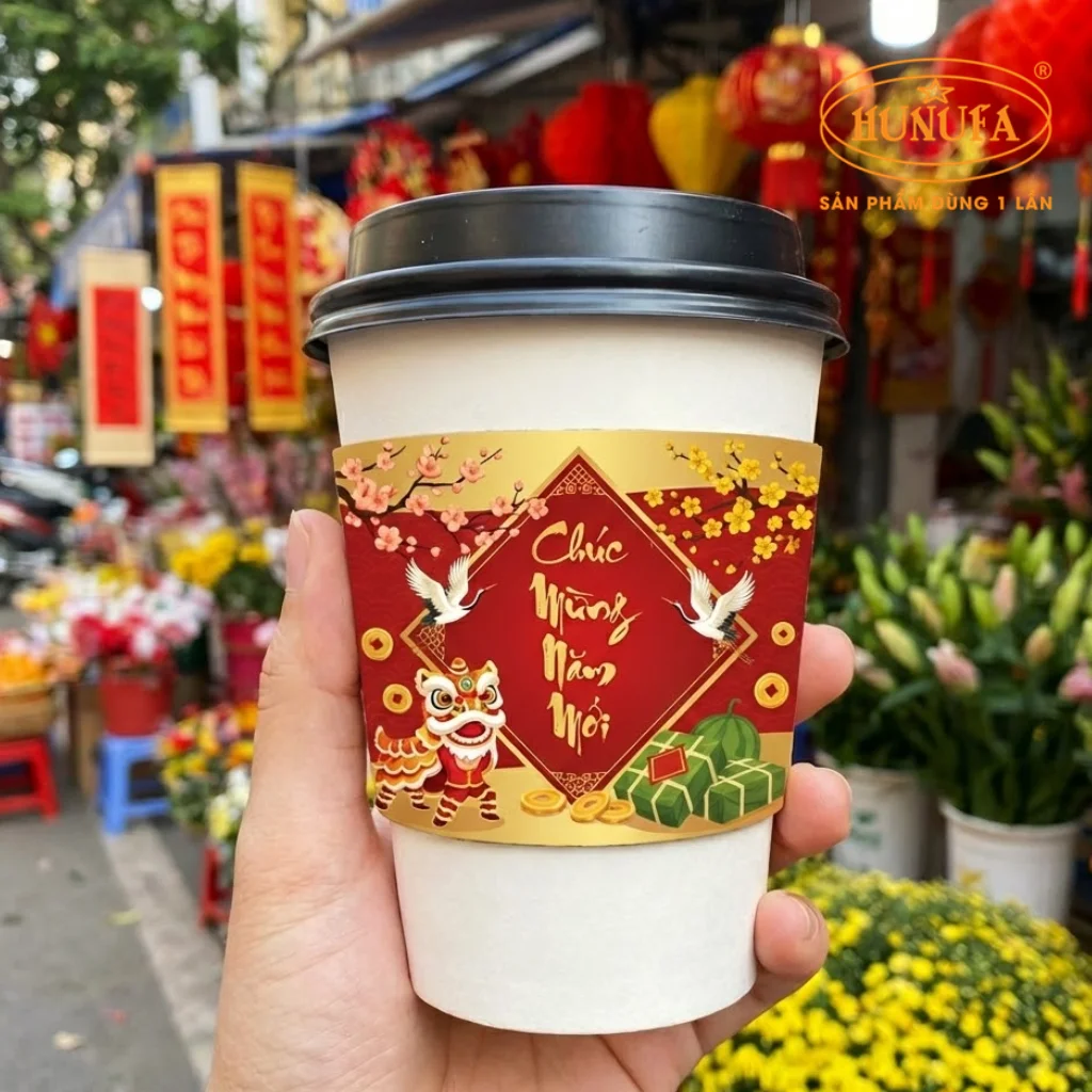 Tổng hợp các mẫu cover ly giấy, ly nhựa chủ đề Tết đẹp