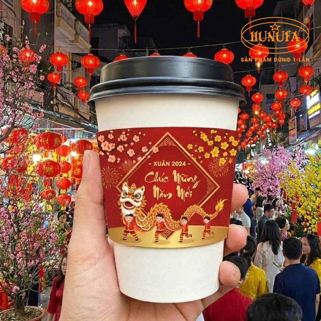 Tổng hợp các mẫu cover ly giấy, ly nhựa chủ đề Tết đẹp