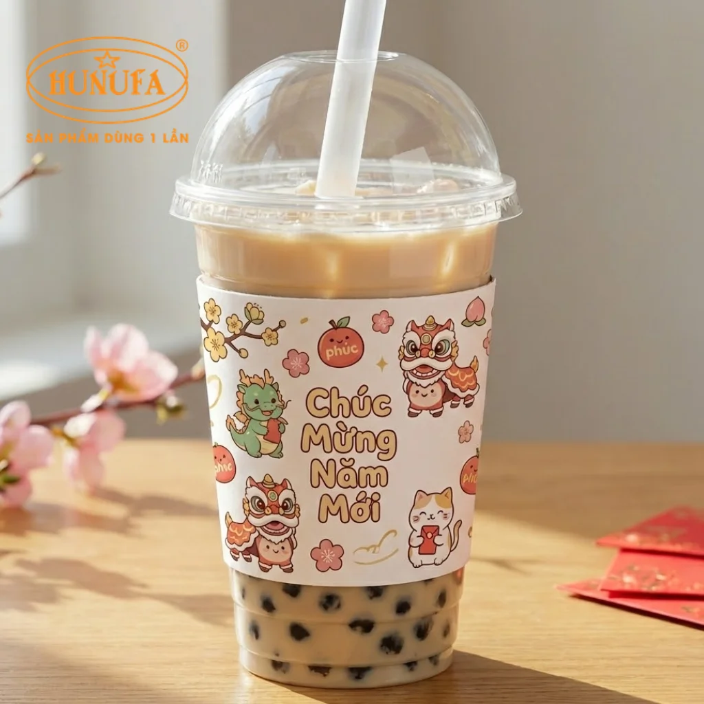 Tổng hợp các mẫu cover ly giấy, ly nhựa chủ đề Tết đẹp