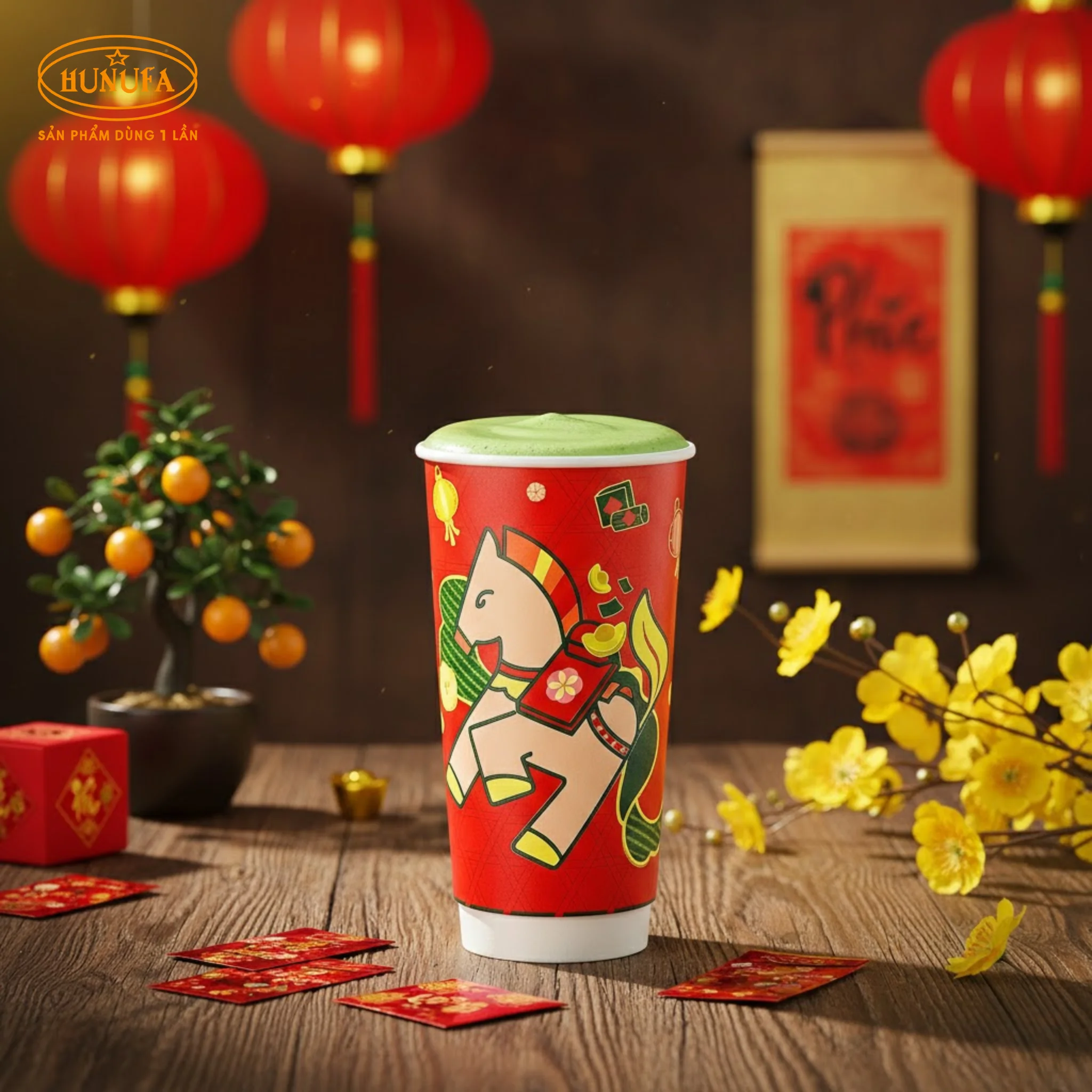 Ly giấy Phúc Long Tết 2026 - Thiết kế mùa xuân nổi bật, đậm chất thương hiệu