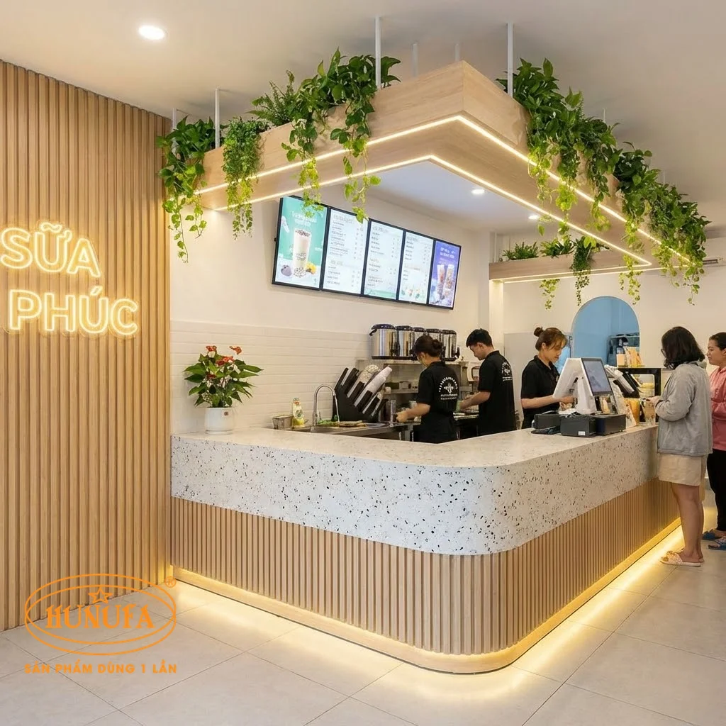 30+ Mẫu thiết kế, trang trí quầy trà sữa đẹp, hiện đại