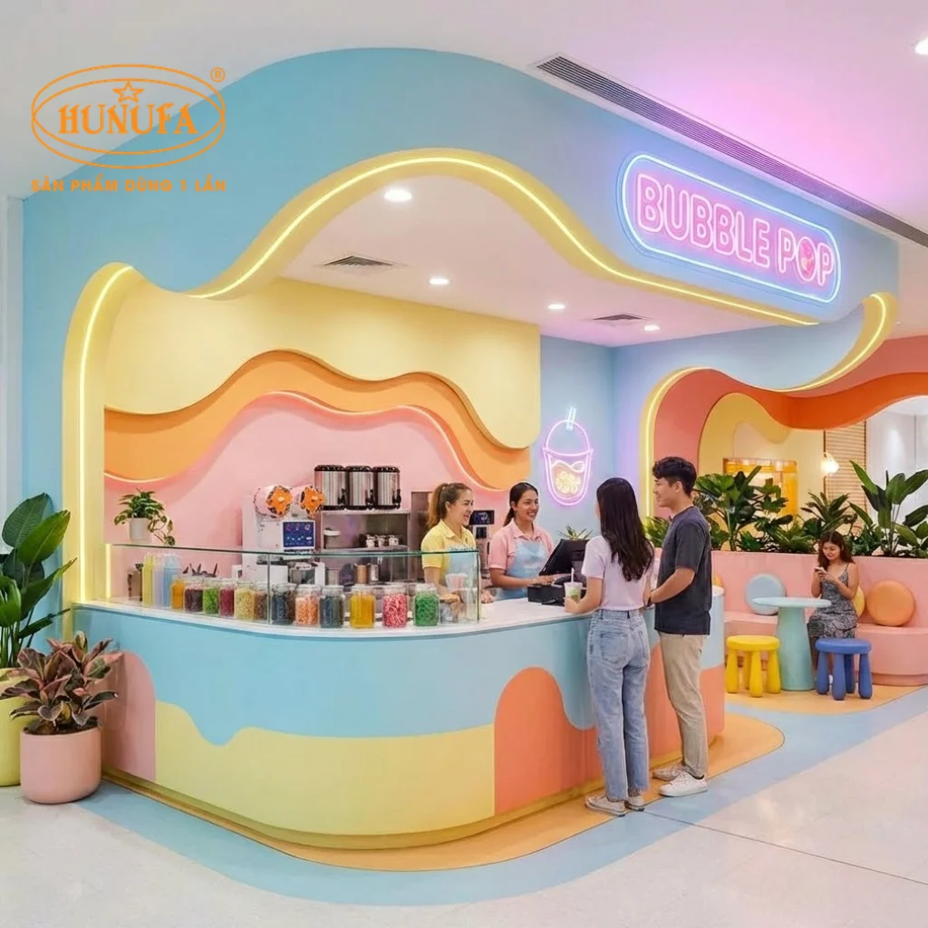 30+ Mẫu thiết kế, trang trí quầy trà sữa đẹp, hiện đại