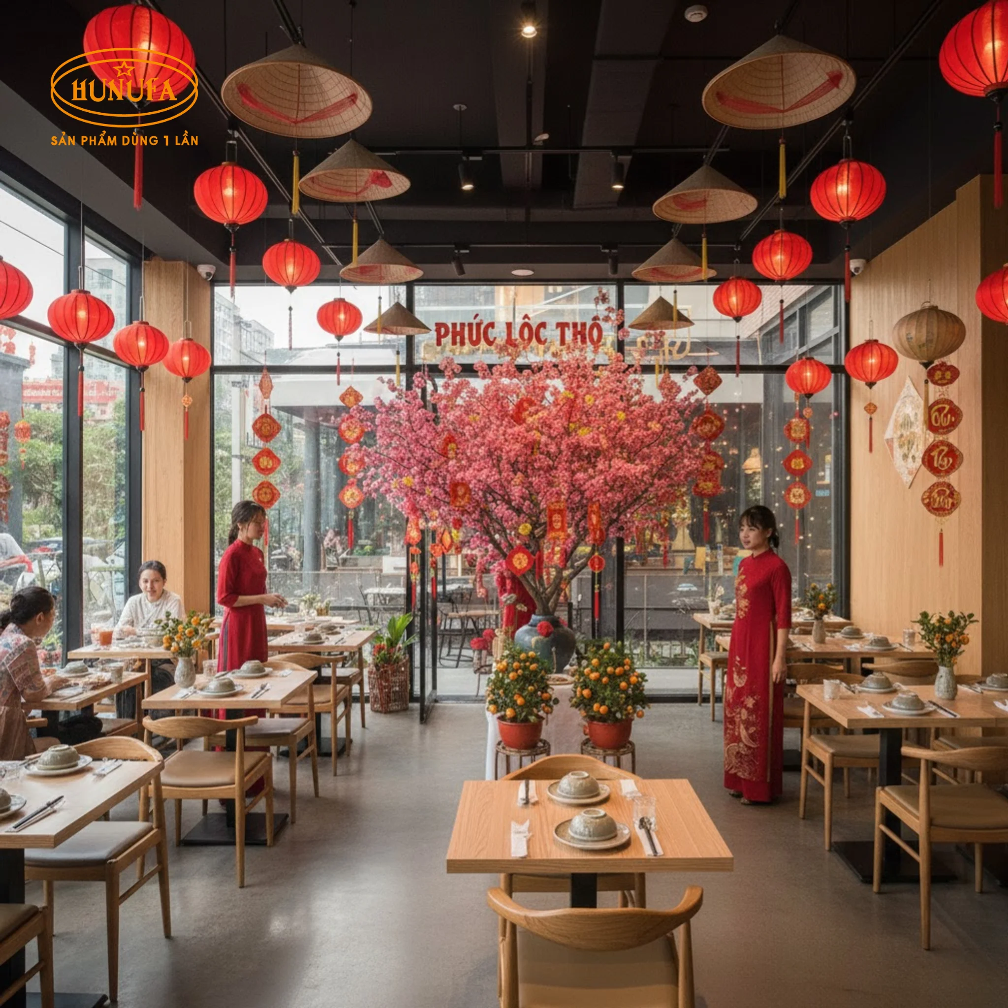 10+ Ý tưởng trang trí quán ăn ngày Tết Bính Ngọ đẹp, hút khách