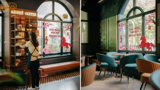 10+ Ý tưởng trang trí Tết Bính Ngọ 2026 cho quán cafe, trà sữa hút khách