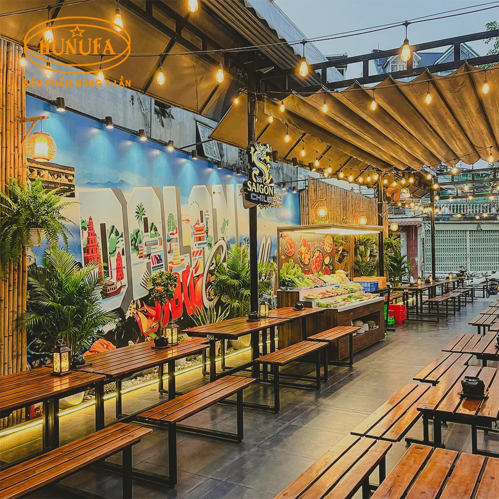 trang trí quán nhậu sân vườn