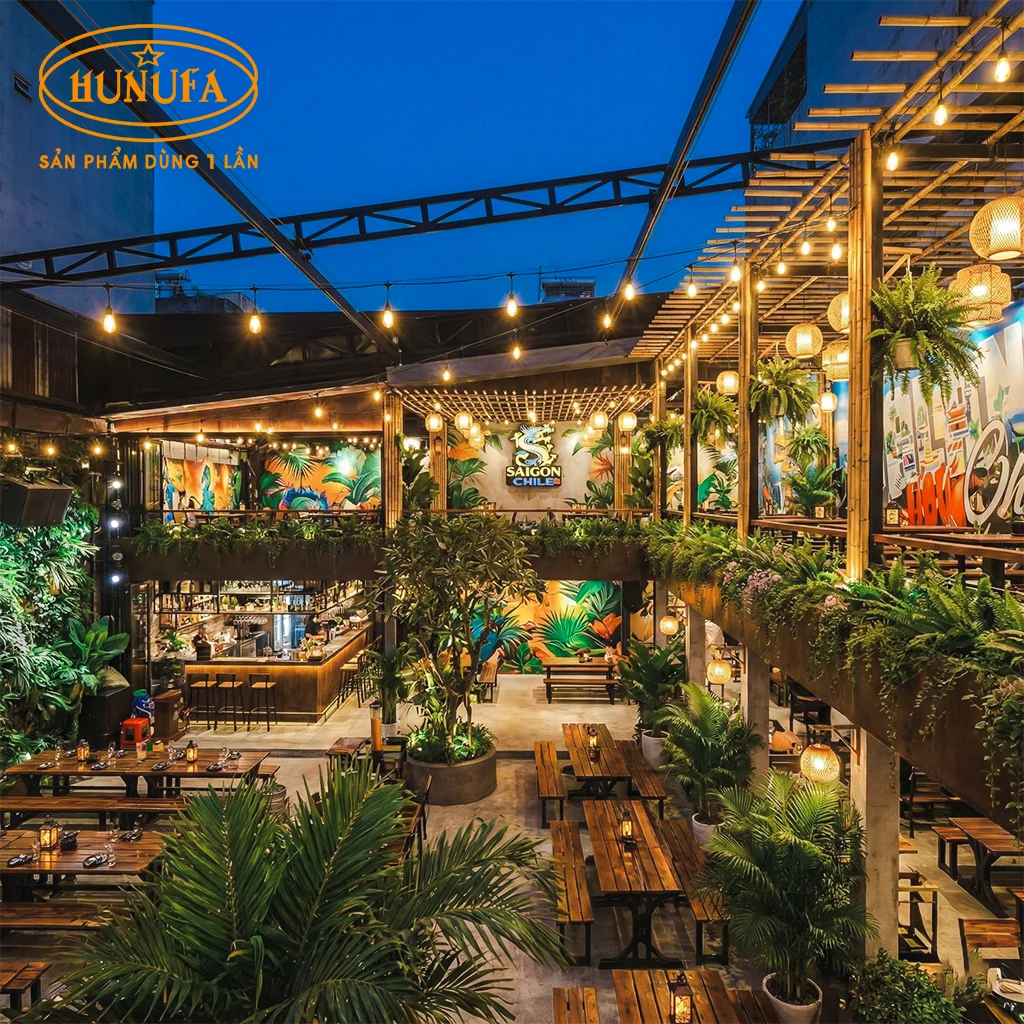 trang trí quán nhậu sân vườn