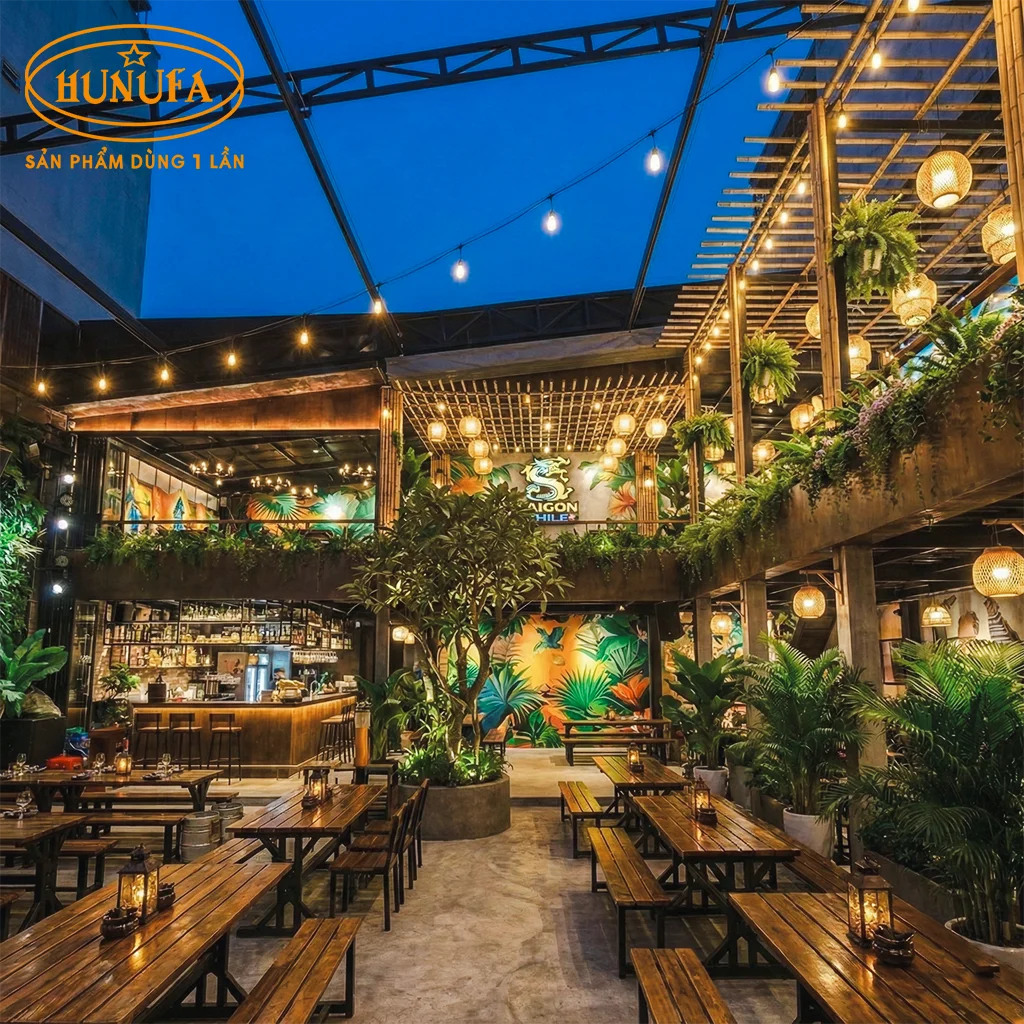 trang trí quán nhậu sân vườn