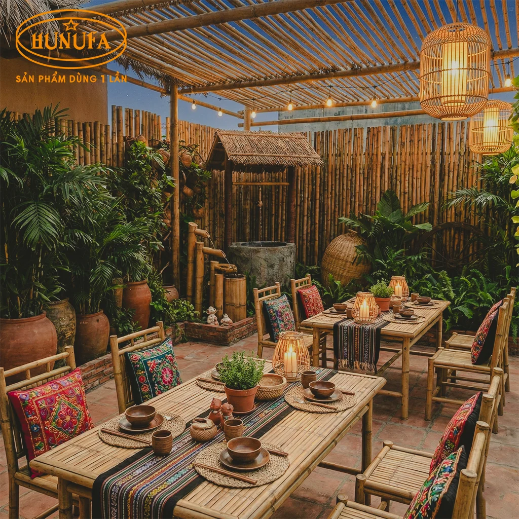 trang trí quán nhậu sân vườn