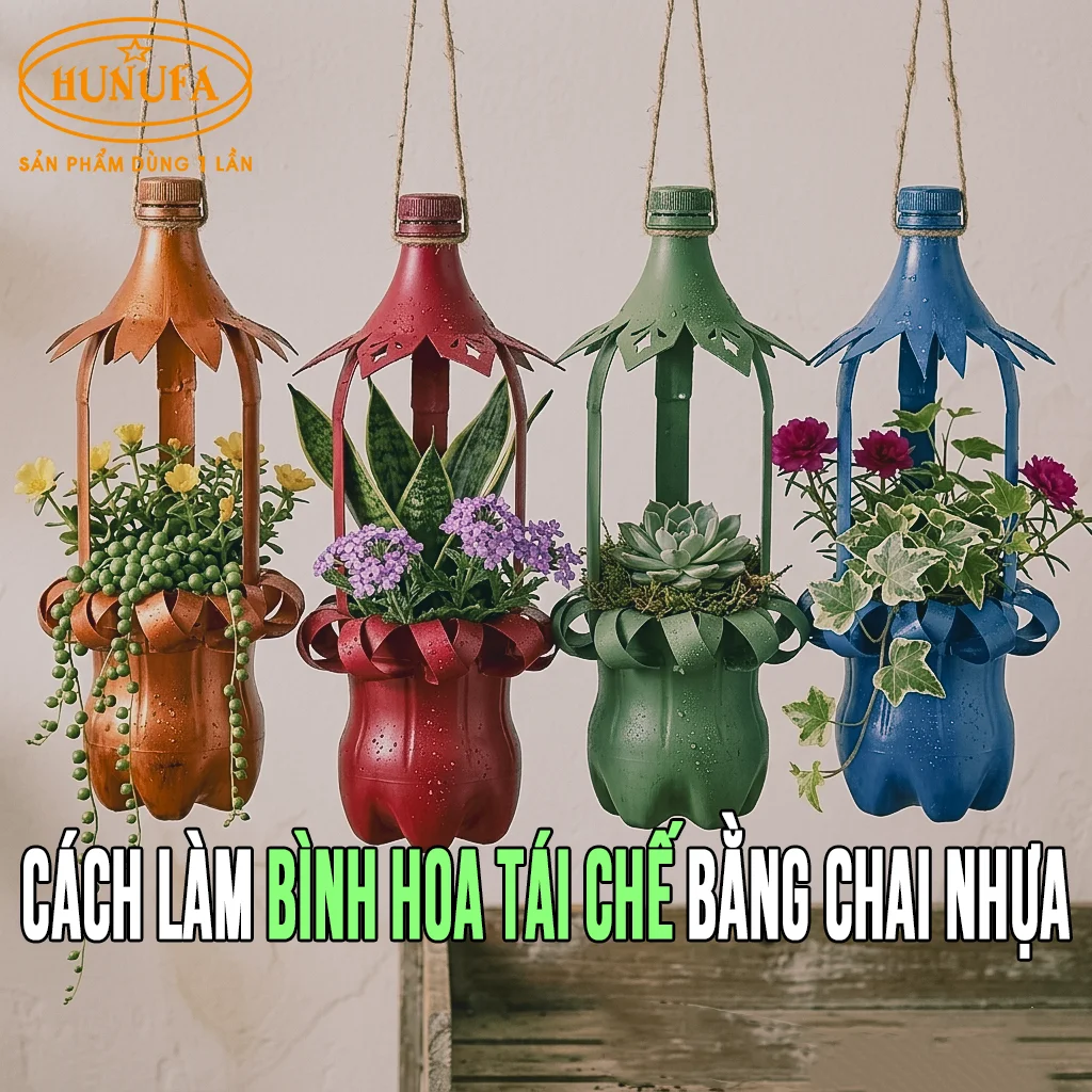 cách làm bình hoa tái chế bằng chai nhựa